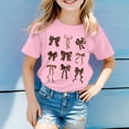 thumbnail image 2 of FINALGANG Girls Kids Casual Short Sleeve TShirts Leopard Print Bow Graphic Crewneck Loose Fit Tees For Summer Daily Wear Pink 5-6 Years, 2 of 4