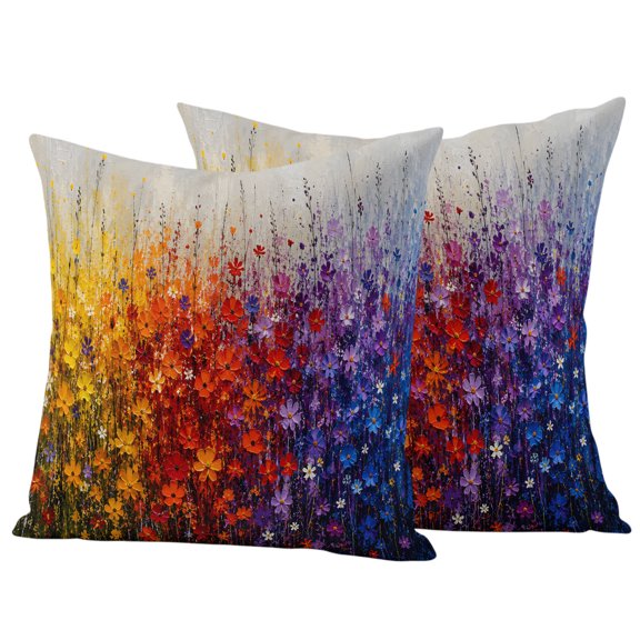 Country Wildflower Outdoor Waterproof Pillow Covers, Colorful Daisy Floral Farmhouse Plants Decorative Square Throw Pillowcase Sofa Cushion Sham for Patio/Couch/Chair, 20"x20" 2 Pack