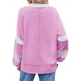 thumbnail image 4 of Women's Color Block Oversized Polo Sweatshirt V Neck Long Sleeve Casual Pullover Loose Tops, 4 of 6