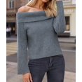 thumbnail image 6 of Women Off the Shoulder Sweater Long Sleeve Tops 2025 Fall Loose Knit Pullover Sweaters Winter Clothes Gray S, 6 of 8