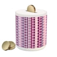thumbnail image 1 of Polka Dot Piggy Bank, Vertical Stripes in Color Shades with Faded Big Polka Dots Pattern Retro Style, Ceramic Coin Bank Money Box for Cash Saving, 3.6" X 3.2", Multicolor, by Ambesonne, 1 of 4