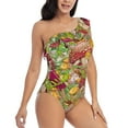 thumbnail image 3 of Haiem Bright Mushrooms Women's One Piece Swimsuits Tummy Control One Shoulder Bathing Suits Ruffle Swimwear-X-Large, 3 of 8
