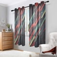 thumbnail image 2 of Yayeee Window Curtains Set of 2 for Living Room Light Filtering 63"x52", Red Abstract Lines, 2 of 7