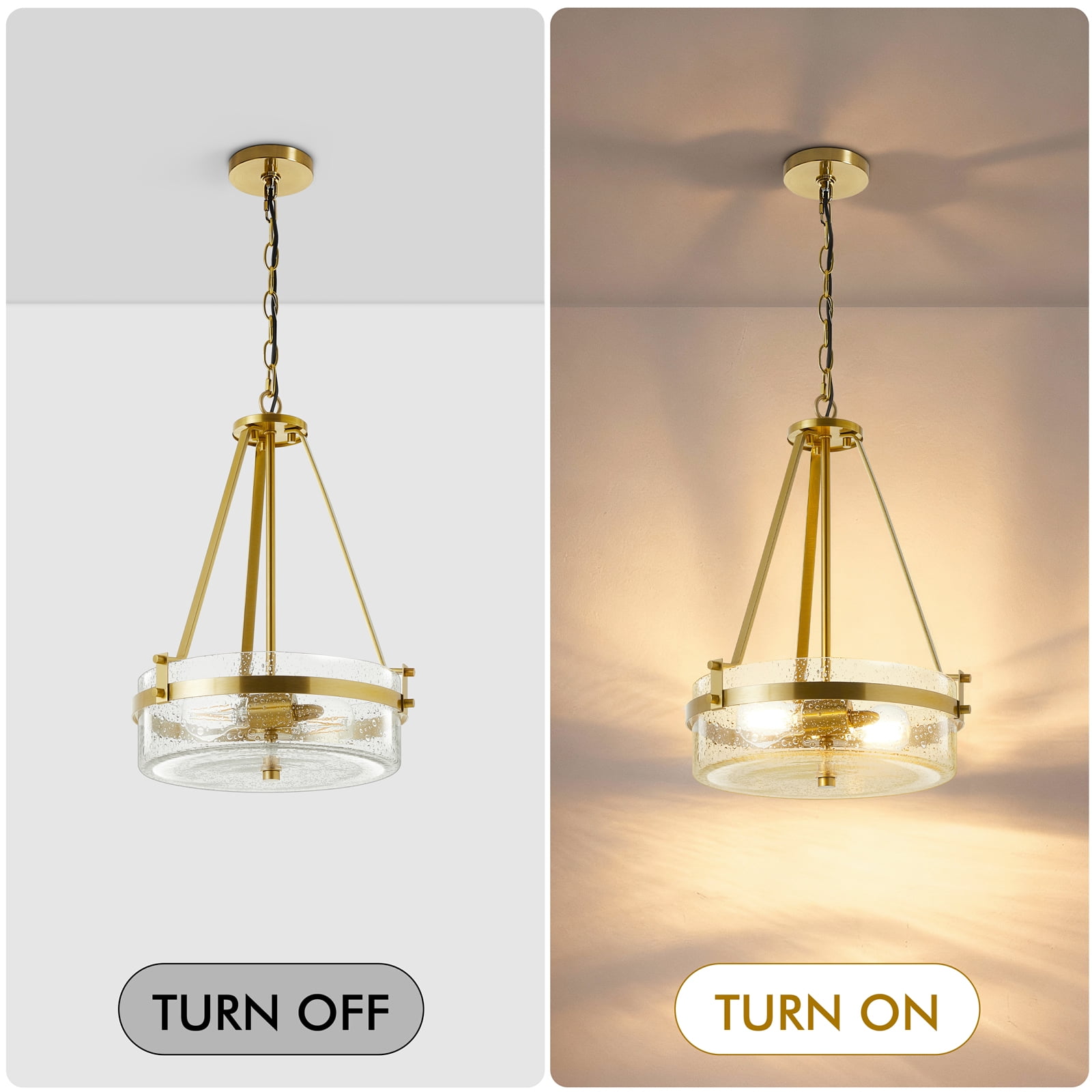 NATYSWAN Vintage Industrial Cage Chandelier with Glass Shade, 13.5 Inch Wide E26 Socket Ceiling Light for Kitchen Island Dining Room（Bulb Not Included）