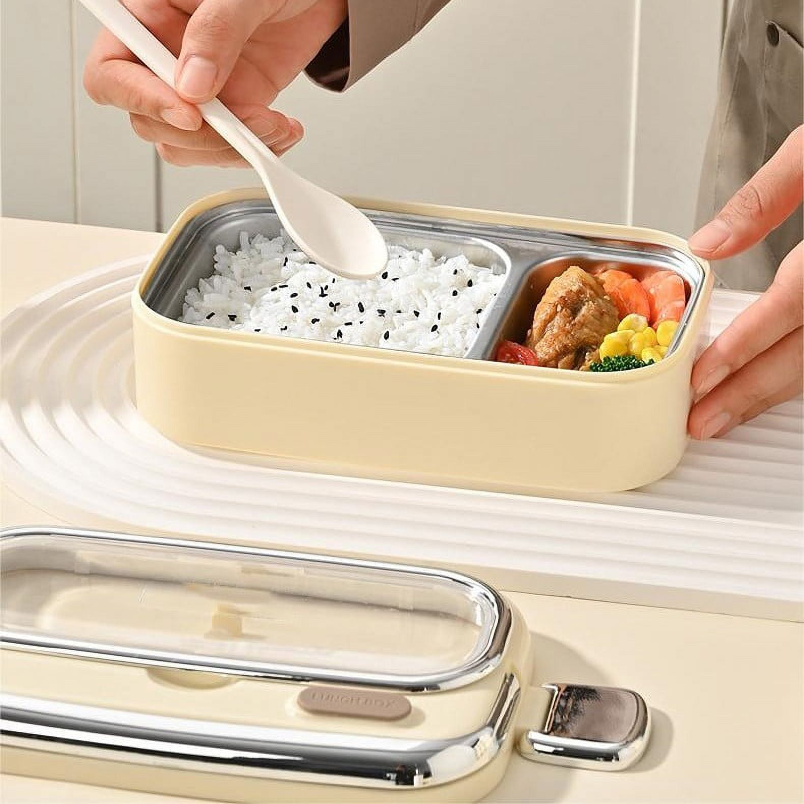 Stainless Steel Bento Box, Ongmies Stainless Steel Leakproof Lunch Box for Adults - Divided Meal Storage Containers Set, Stackable for Picnic & Travel,