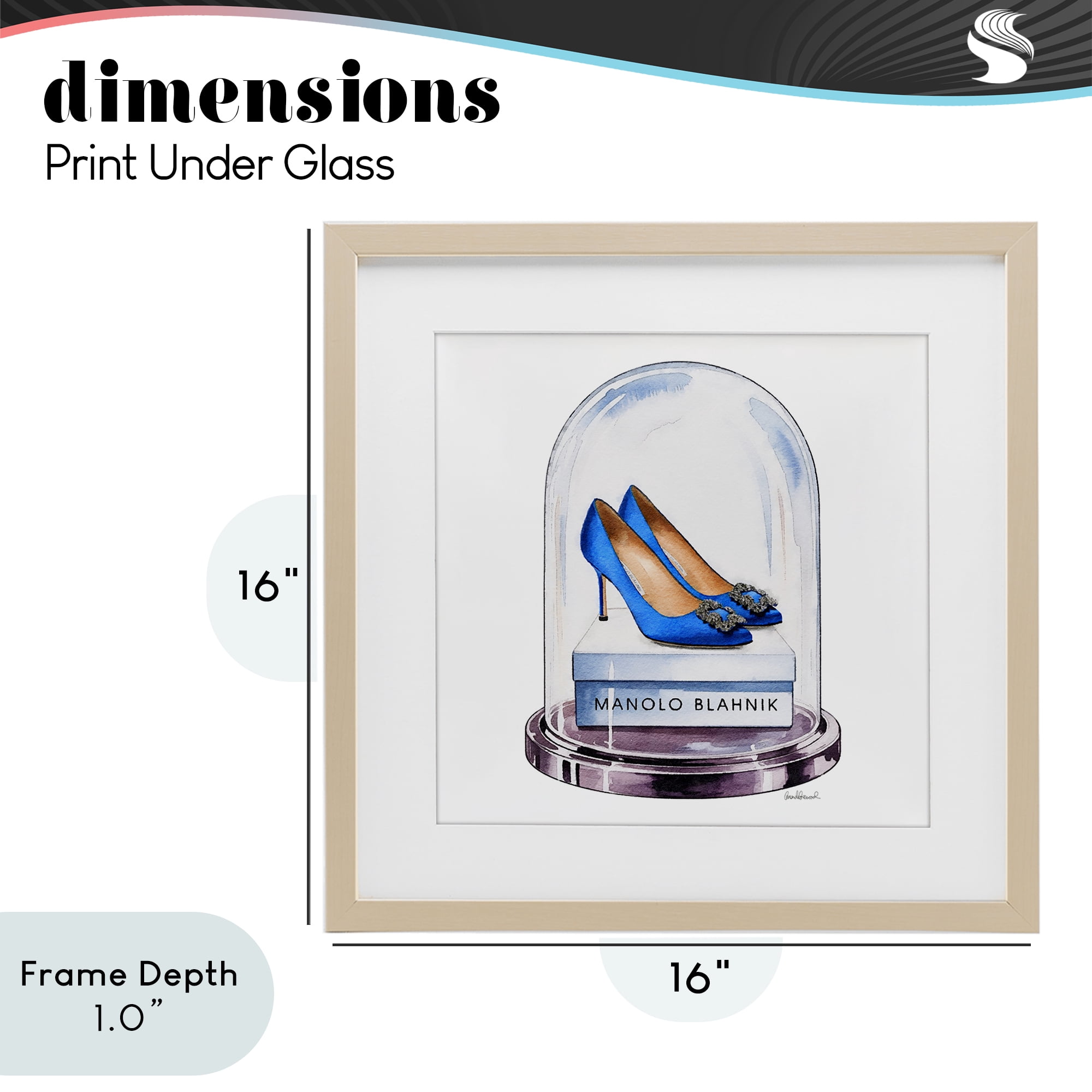 Stupell Industries Blue Heels in Bell Jar Birch Framed Print Under Glass, design by Amanda Greenwood