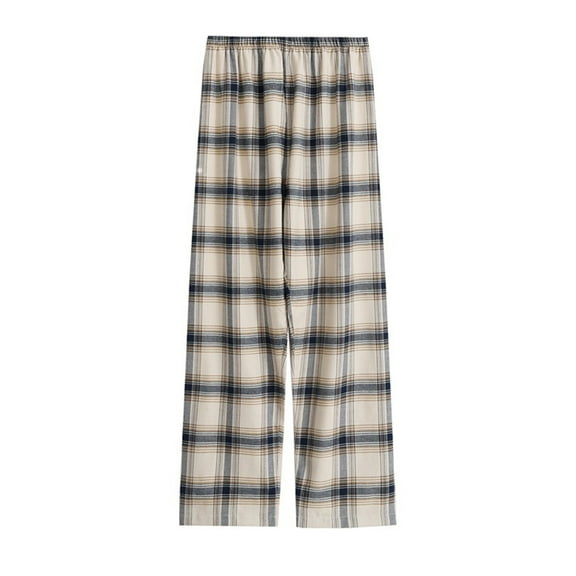 Elainilye Fashion Pajama Pants Women Casual Brushed Homewear Pants Nightwear Long Plaid Pajamas Trousers Sleepwear,Beige