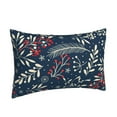 thumbnail image 2 of Naloa Merry Christmas Winter Leaves Snowflakes Pillowcase, Throw Pillowcase, Wrinkle-Free, Stain-Resistant with Hidden Zipper for Bedroom Sofa - 20"x30", 2 of 9