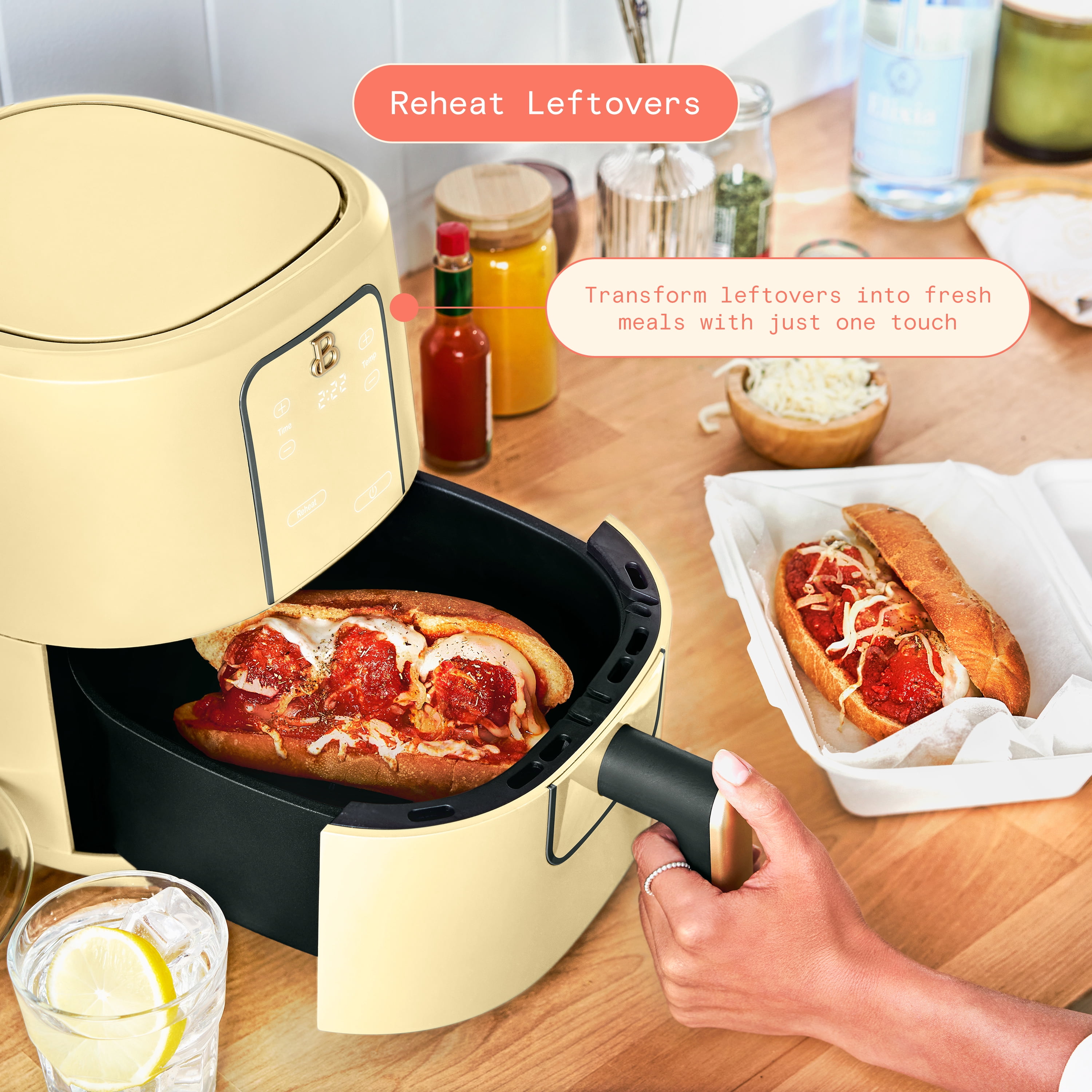 Beautiful 3 Qt Air Fryer with TurboCrisp Technology, EverGood™, Buttercream by Drew Barrymore