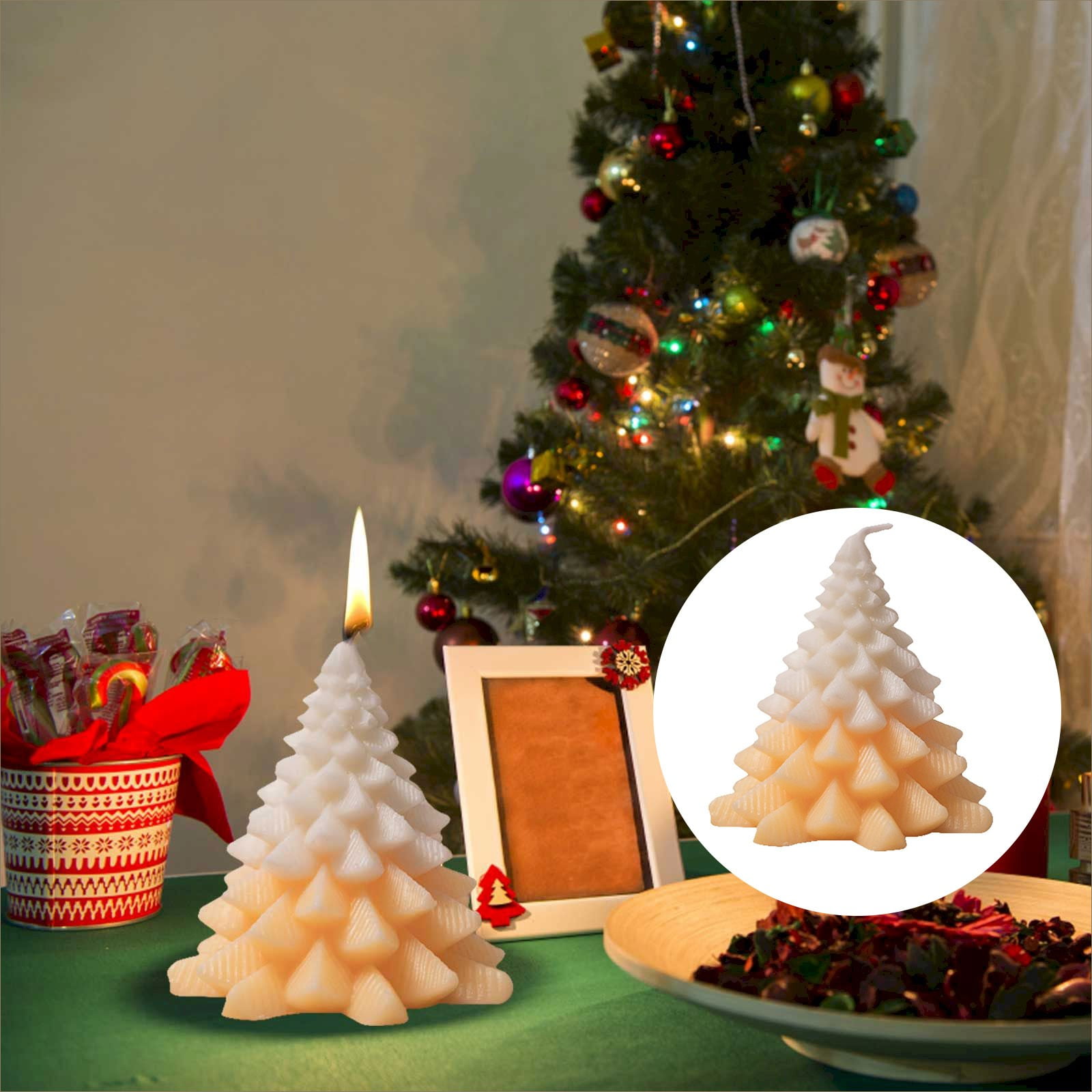 Christmas Tree Shaped Scented Candles Festive Aroma Wax Candles Home Bedroom Table Xmas Ornaments Warm Atmosphere Holiday Decor Ideal Christmas Surprise Gifts White Tea Scent Party Ornament