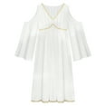 thumbnail image 6 of iiniim Women's Halloween Greek Toga Christmas Dance Angel Dress Cold Shoulder White Maxi Gown Ivory 4XL, 6 of 7