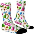 thumbnail image 2 of LSQii Fun Socks for Women Cozy Breathable Printed Cotton Knitted Fashion Novelty Crazy Mid Calf Sports Socks Gifts Carnival Grey, 2 of 5