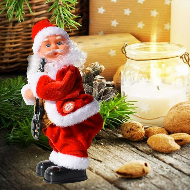 Electric Santa Cus Muñeca Canto Dancing Sacudida Cabeza Adorno Funny toy children kids Shower Cumpleaños Navidad Decoración de Guitra perfecl Muñeca eléctrica de Santa Claus