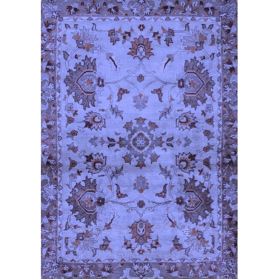 Ahgly Company Machine Washable Indoor Rectangle Abstract Blue Modern Area Rugs, 7' x 9'