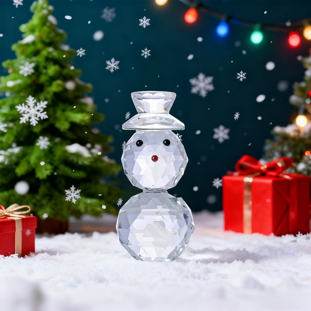Adorno navideño de cristal | Decoraciones navideñas de cristal para el árbol y el hogar | Figura festiva con base estable | Juego de 2 piezas para regalar y decorar fiestas