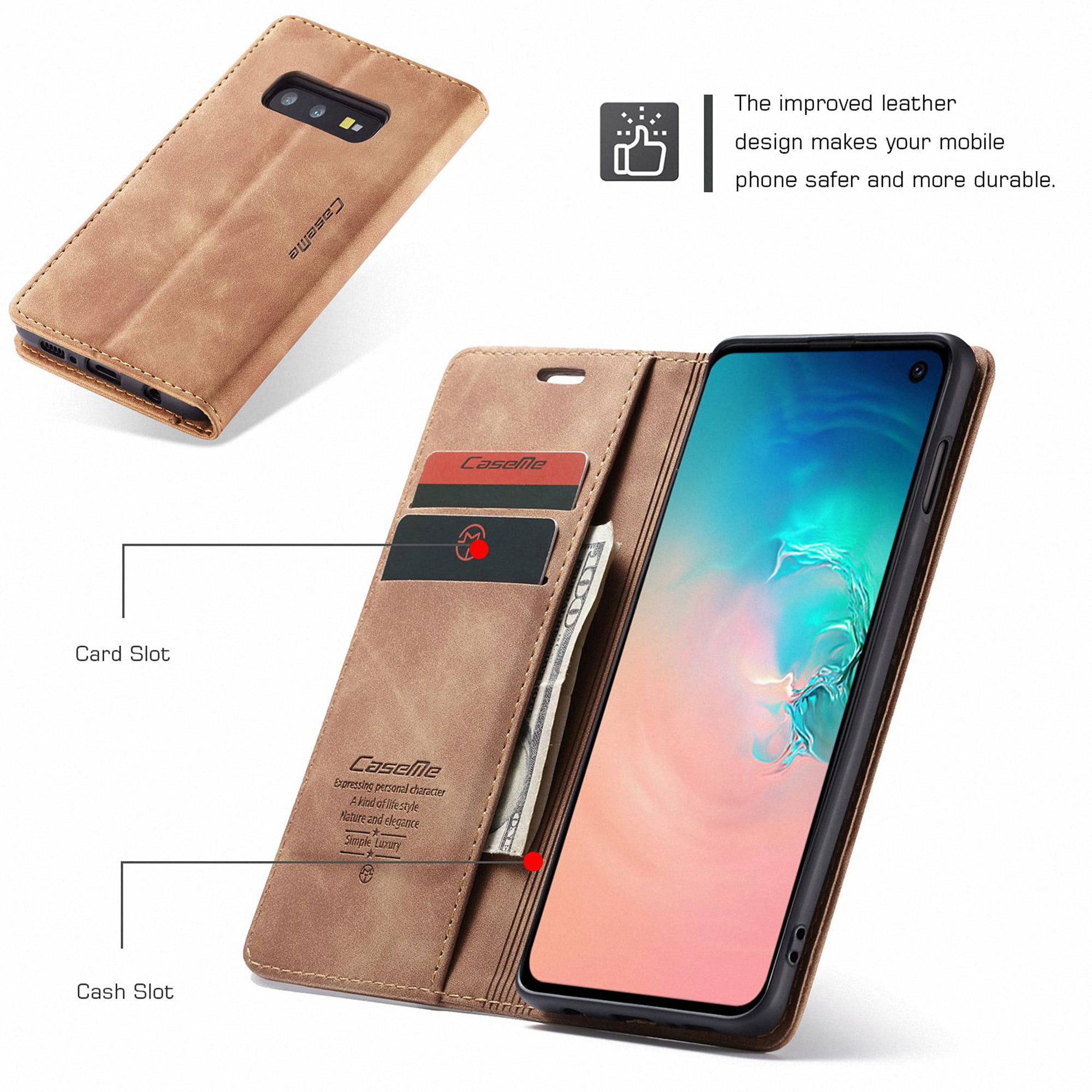 Red Aisenth Samsung Galaxy S10 Flip Case Card Slots 1 pcs Wrist Strap The Tree of Life Embossed PU Leather Wallet Phone Folio Case Magnetic shockproof Protective Cover with Stand function