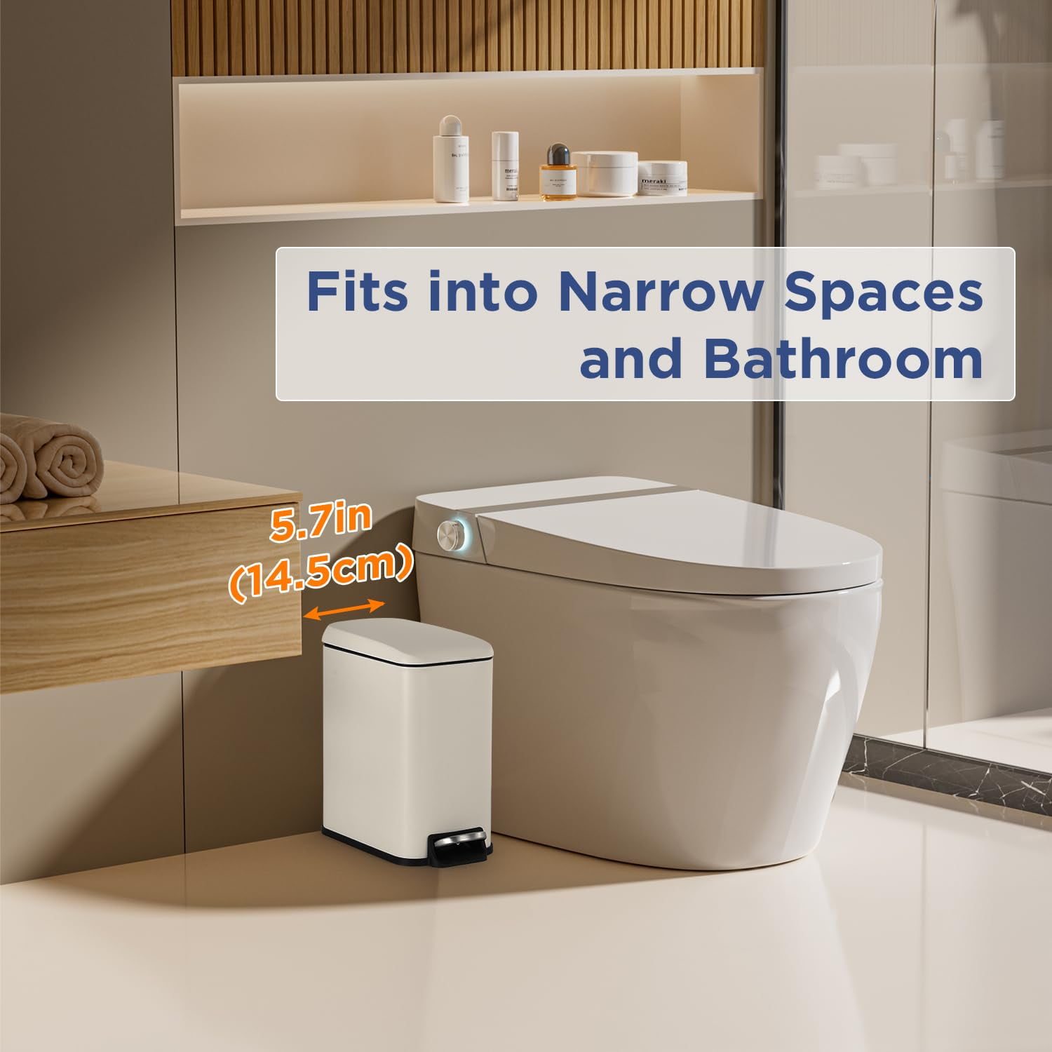 Dkelincs 1.3 Gallon (5 L) Step Trash Can with Lid Bathroom Garage Can Small Trash Bin Stainless Steel for Small Spaces, White