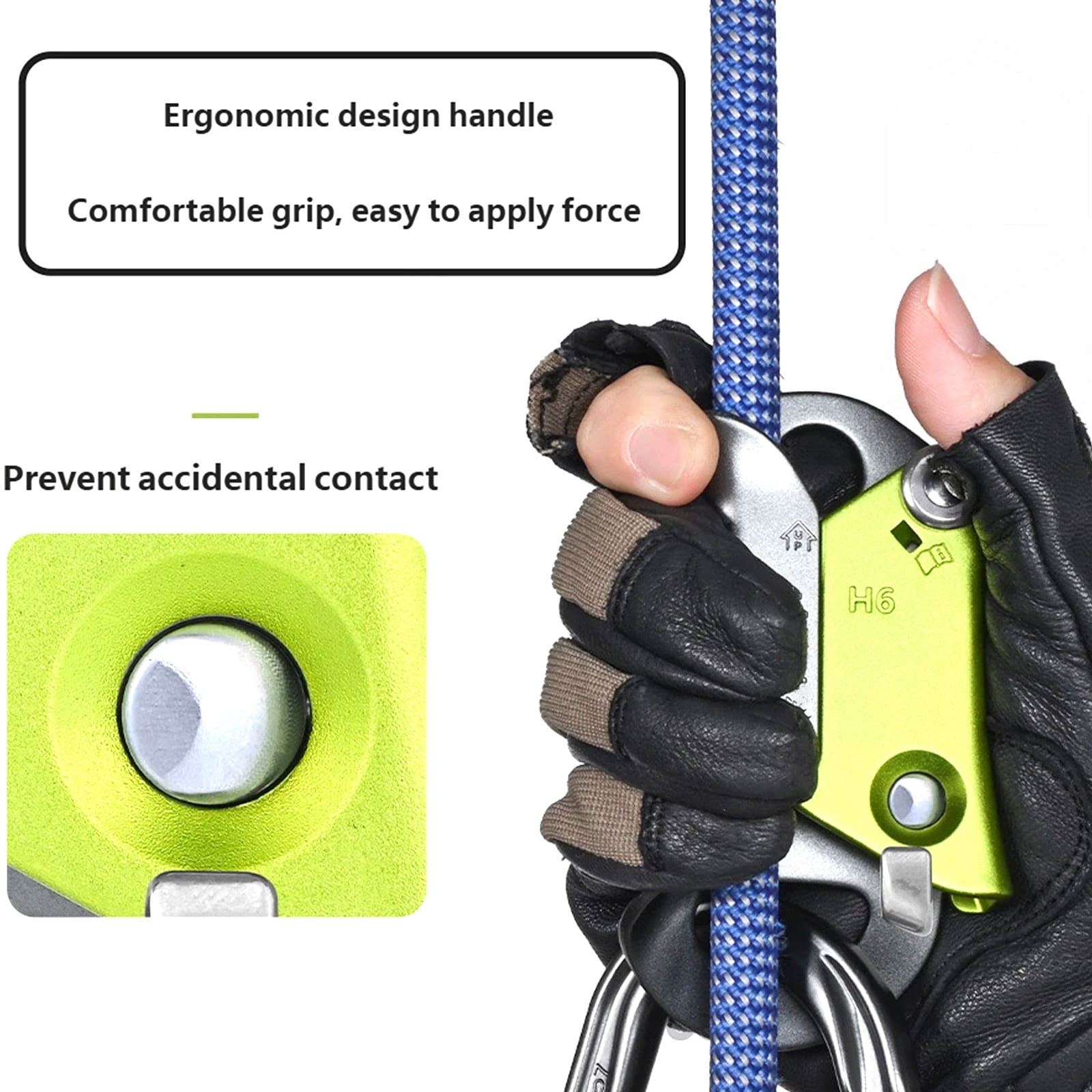 Multiple Use Handleless Rope Ascender for Climbing Rescuing Outdoors Adventure with Light Weight Aluminum Construction