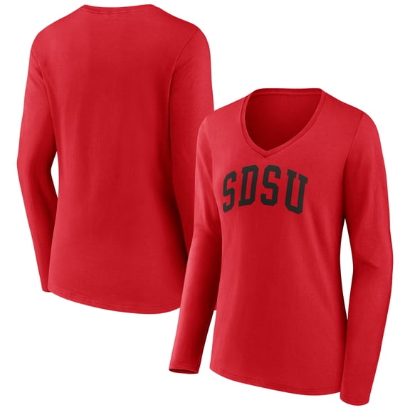 Women's Cardinal San Diego State Aztecs Arch Long Sleeve V-Neck T-Shirt