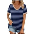 thumbnail image 2 of Fiudx Ofertas Flash Del Día Camiseta de Manga Corta con Cuello En V Estampada de Verano para Mujer, 2 of 5