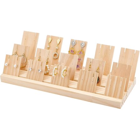 Jewelry Display Stands Wood Earring Necklace Holder with 3 Sizes 15pcs Earring Board Display Stands for Selling Earring Showing Jewelry Displaying Business Card Organizer Displaying diy