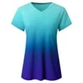 thumbnail image 3 of asdoklhq Womens Plus Size Tops,Womens Plus Size Gradient Color V-Neck Short Sleeve T-shirt Tops Blouse, 3 of 7