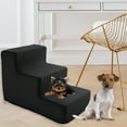 thumbnail image 6 of Cat Ramp Dog Stairs Ladder Sturdy High Density Sponge for Indoor Outdoor Use L 3 Step Balck, 6 of 8