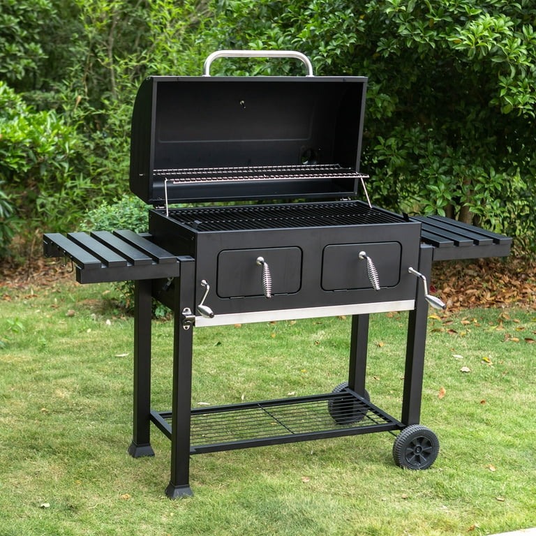 Summit Living 34'' Charcoal Grill Extra Large Portable BBQ Grill, Black 