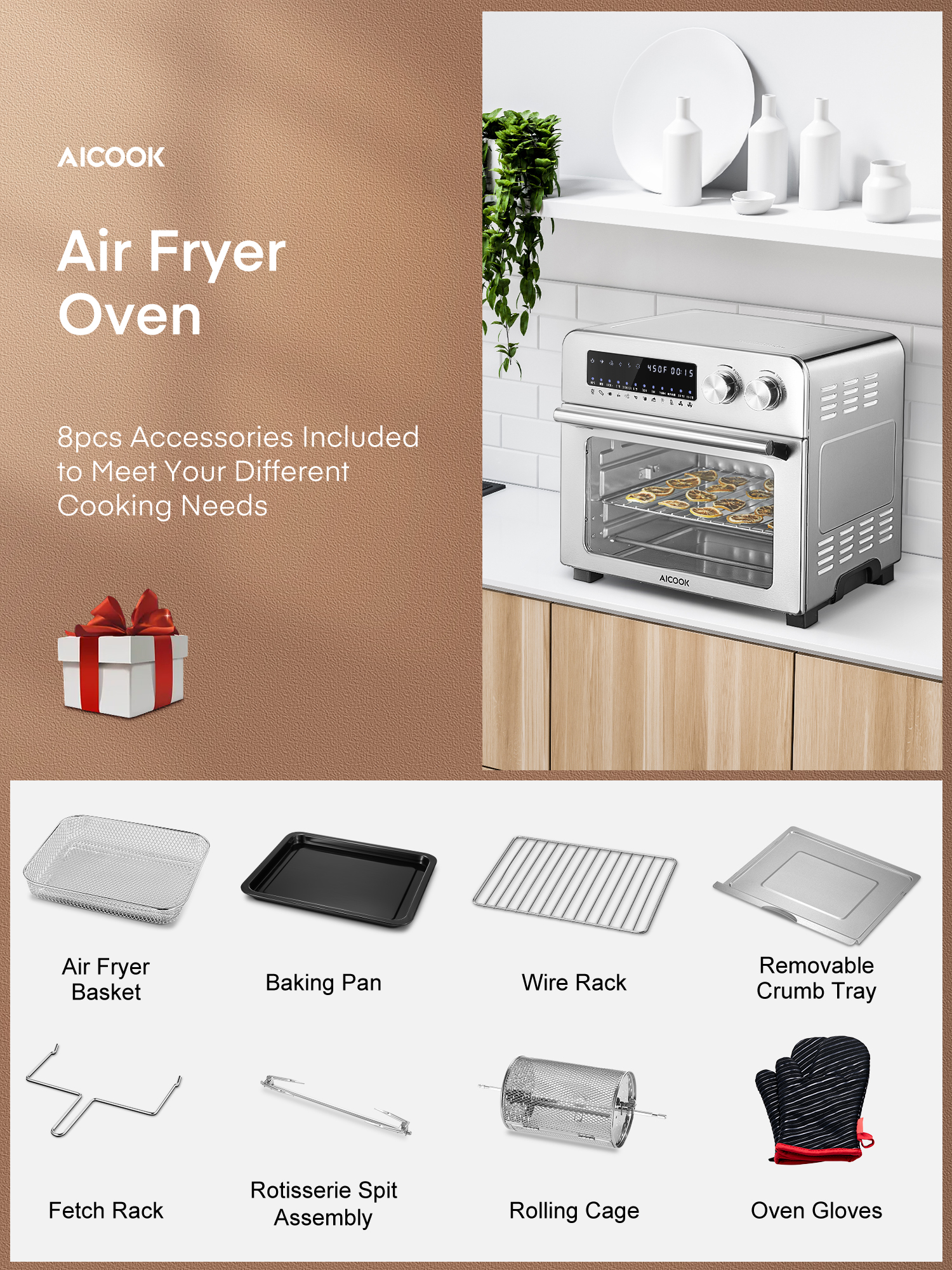 aicook air fryer toaster oven 23l