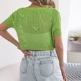 thumbnail image 4 of Cardigan for Women Open Work Crochet Knit V Neck Short Sleeve Front Tie Cropped Bolero Shrug Lightweight Breathable Summer Layering Top, 4 of 8