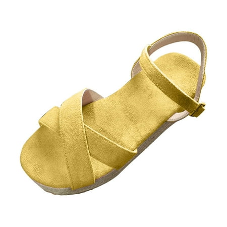 

Youmylove Women Slide Slippers Fashion Casual Hemp Rope Solid Color Platform Buckle Sandals Leisure Comfort Cozy Daily Walking