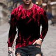 thumbnail image 3 of APEXFWDT Mens Long Sleeve Graphic Shirt Crew Neck 3D Flame Printing Hip Hop Tops Casual Pullover Shirts Blouse, 3 of 8