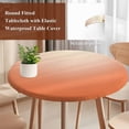 thumbnail image 4 of Orange Ombre Round Tablecloth, Fitted Table Cover with Elastic for 36"-44" Round Tables, Modern Minimalist Gradient Aesthetic Table Cloth Outdoor Indoor Dinning Party Waterproof Tablecloths, 4 of 7