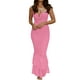 thumbnail image 2 of Lucakuins Vestido ajustado sin mangas para mujer, dobladillo de cola de pez, cuello en V, vestido de fiesta fruncido para cóctel, playa, club, ropa de calle Lucakuins  moda, 2 of 8