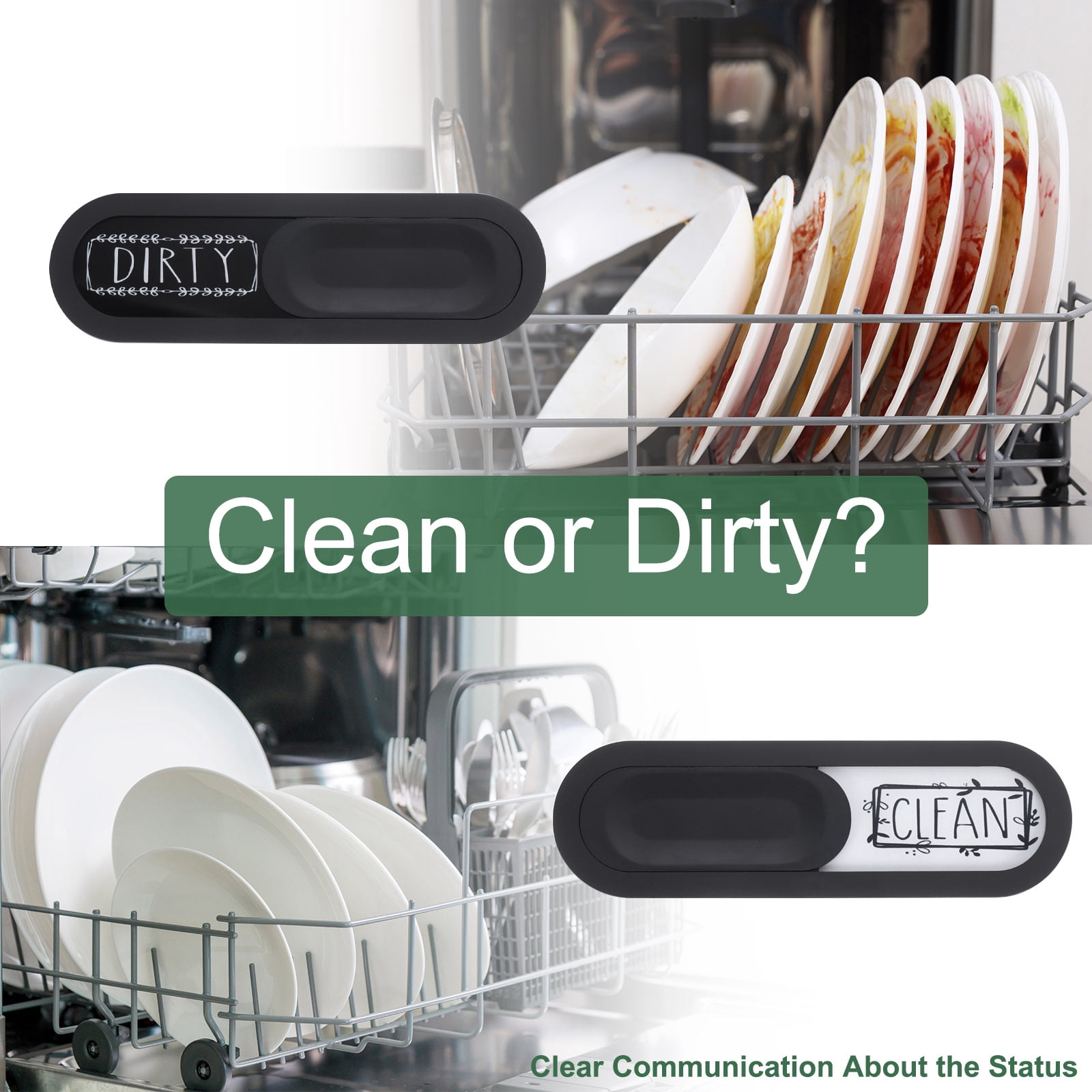 Unique Bargains Dishwasher Magnet Clean Dirty Sign Kitchen Home Decor Use Black