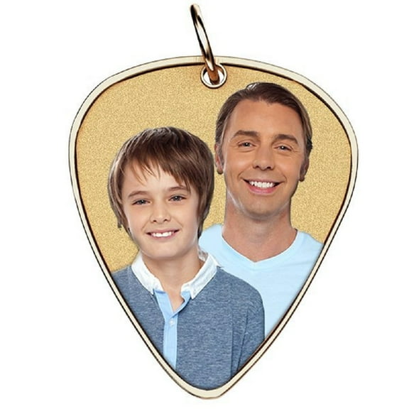 PicturesOnGold.com Photo Engraved Guitar Pick Shaped Pendant - 3/4 Inch X 3/4 Inch - Solid 14K Yellow Gold