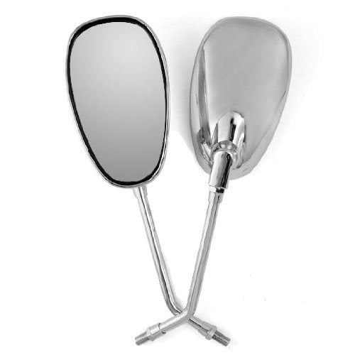 Motorcycle Scooter M8//1.25 0809 8mm RH//RH Thread - CHROME Oval Shape Universal Fit Adjustable Mirror Set
