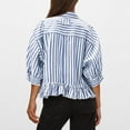 thumbnail image 4 of Ltctricy Crop Tops for Women Trendy Collared 3/4 Lantern Sleeve Ruffle Hem Striped Button down Shirts Casual Loose Blouses, 4 of 7