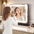 thumbnail image 3 of Ourlova Miroir de Meuble-Lavabo avec Lumières Miroir de Maquillage à DEL Grand Miroir Éclairé avec Modes à 3 Couleurs à Intensité Réglable et Commande Tactile Intelligente Parfait pour Bureau Ou Chambre Coiffeuse de Table Maquillage Noir, 3 of 7