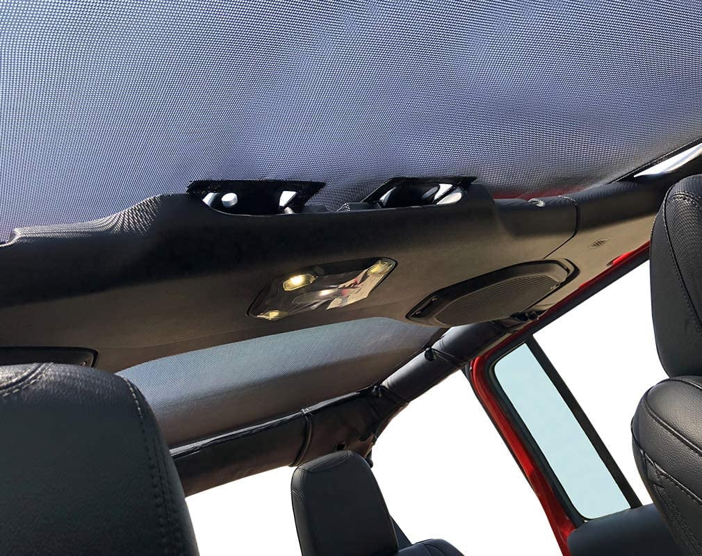 Shadeidea Jeep Wrangler Sunshade JL Unlimited (2018-Current) 4 Door Front and Rear-Black Mesh Screen Sunshade JLU Top Cover UV Blocker with Grab Bag-One time Install 10 Years Warranty