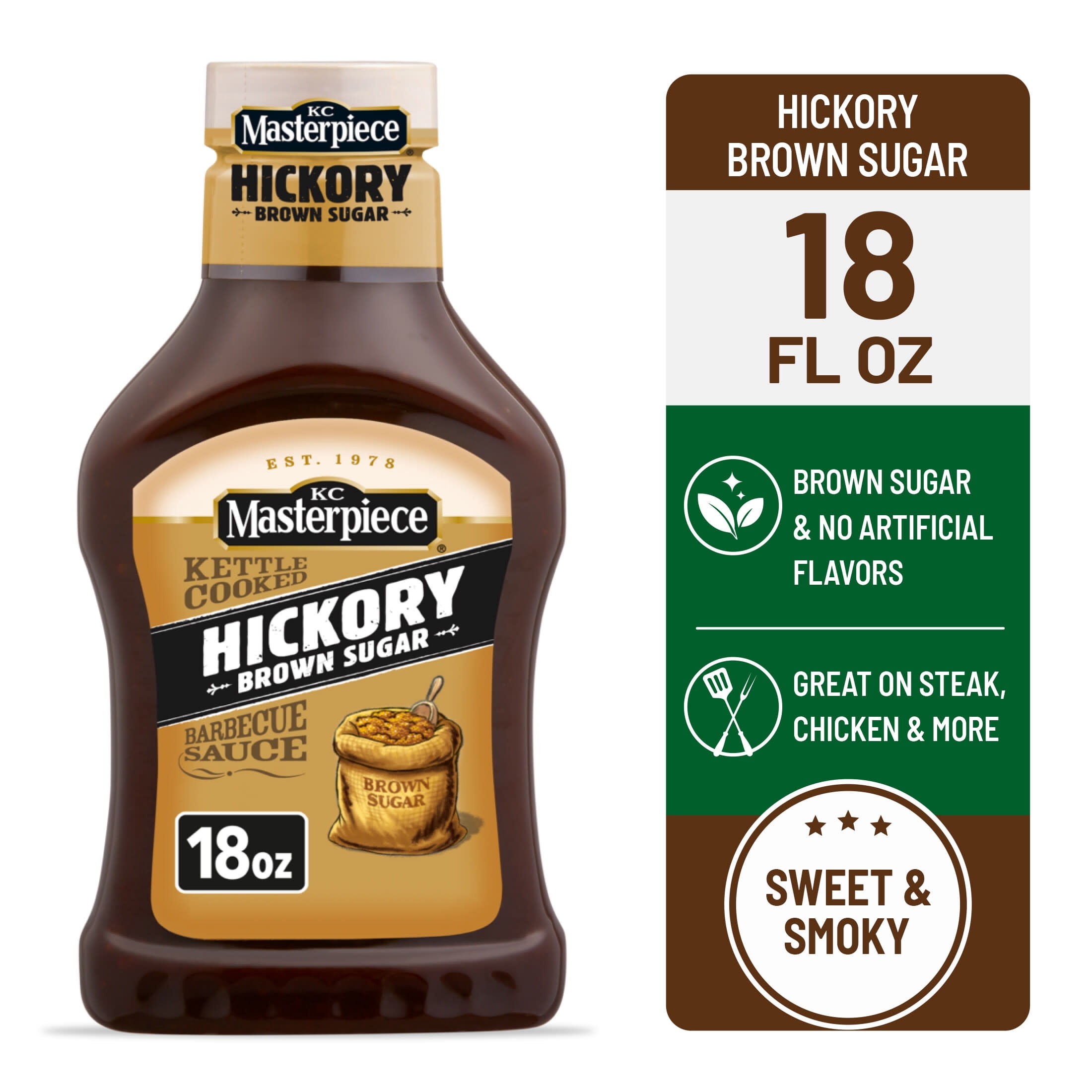 (6 pack) KC Masterpiece Hickory Brown Sugar Barbecue Sauce, 18 fl oz