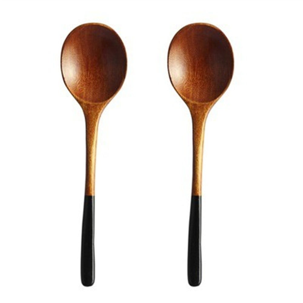 2 pcs Ice Cream Spoons Japanese Style Small Wooden Dessert Spoon for Restaurant 