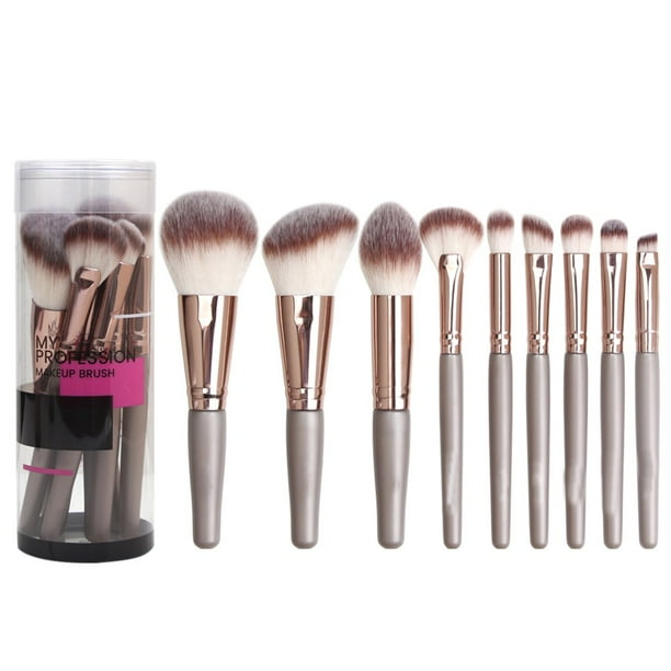 Makeup Brushes Set Professional 9pcs Premium Natural Powder Foundation Eyeshadow Blending Concealer Blush Highlight Labeled Brushes Walmart Com Walmart Com