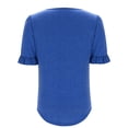 thumbnail image 4 of Camisas de Cuello de Tripulación de Manga Corta para las Mujeres Plisado Mangas de Ruffle, Cuello Redondo Casual Primavera Y Blusa de Verano, 4 of 7