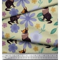 thumbnail image 2 of Soimoi Modal Satin Fabric Leaves,Floral & Wolf Cartoon Decor Fabric Printed Yard 42 Inch Wide, 2 of 3