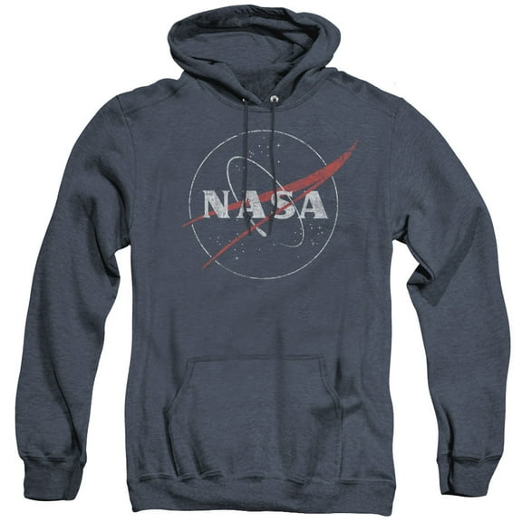 Nasa Distressed Logo Adult Heather Hoodie Sweatshirt Navy