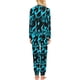 thumbnail image 2 of Conjunto de pijama con estampado integral de llamas azules con fondo de fuego para mujer, 2 of 4