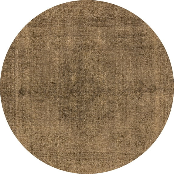 Ahgly Company Indoor Round Oriental Brown Industrial Area Rugs, 8' Round