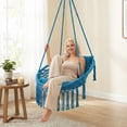 thumbnail image 4 of Costway Macrame Swing Chair with 2 Removable Cushions, Enduring Polyester Cotton Ropes Blue, 4 of 10