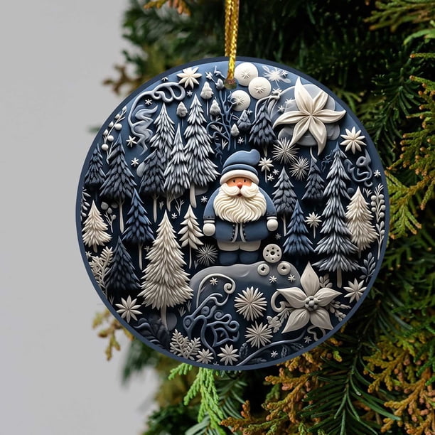 Adorno Colgante Navideño Acrílico de 8 Cm (3.15 Pulgadas) | Impresión Duradera a Doble Cara | Regalo Navideño para Familiares y Amigos | Decoración para Árbol, Pared y Espejo Retrovisor de Coche